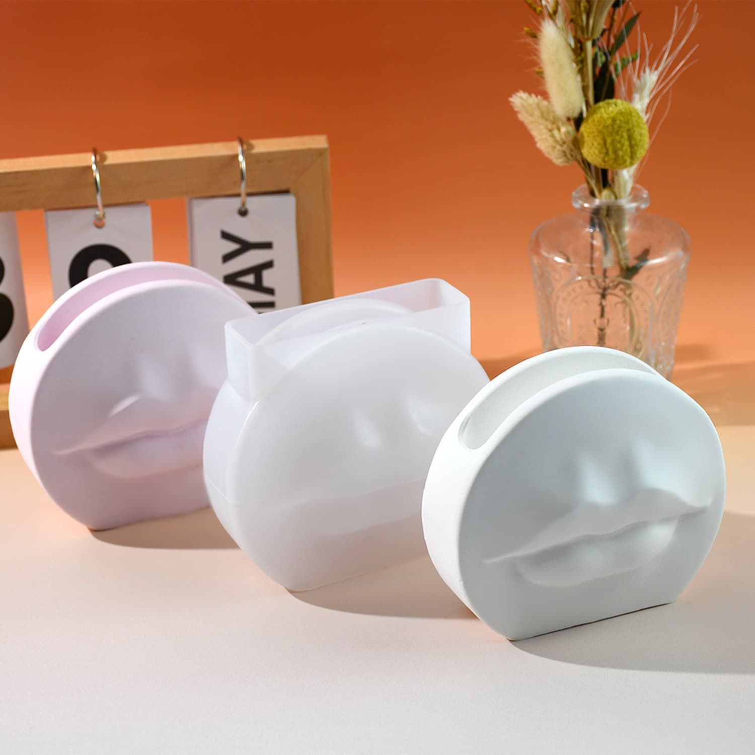 DIY New Lip Storage Box Silicone Mold Home Plaster Decorative Ornament Mold Cross-border Hot Sale