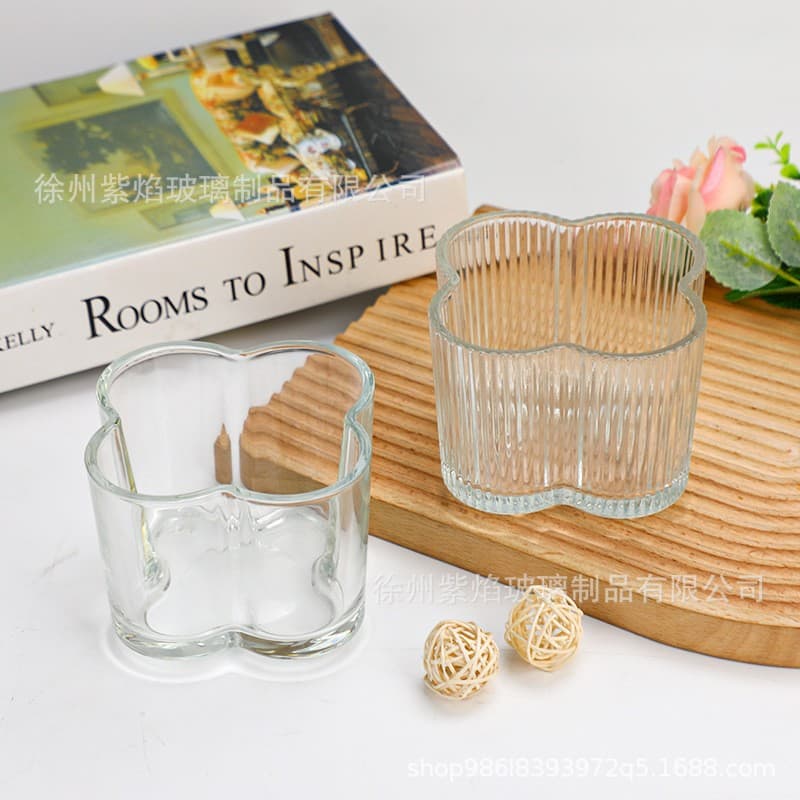 Amazon's popular glass candlestick candle cup empty cup home fragrance ornaments decorative aromatherapy transparent candle empty cup