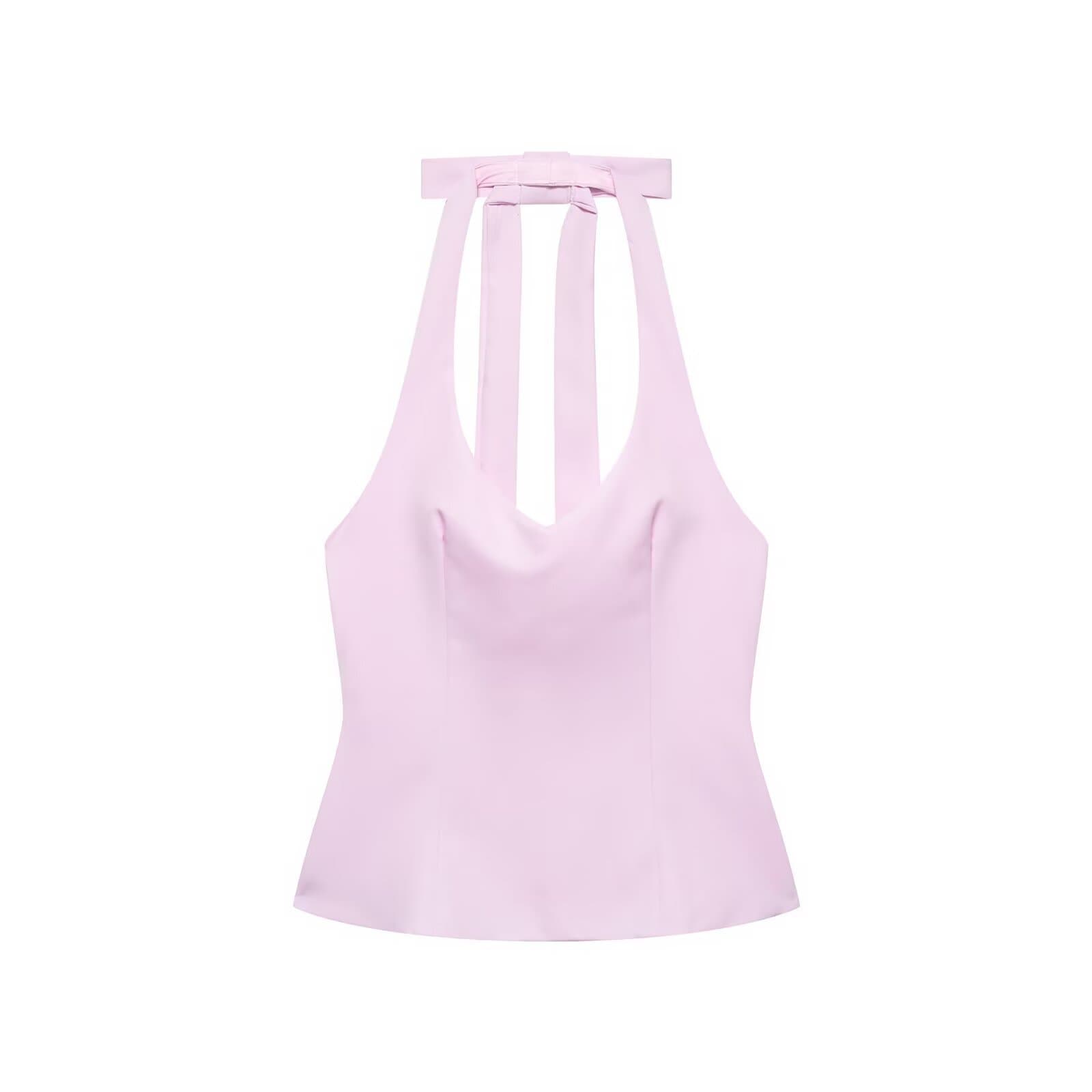 Cross-Border Women's 2026 Summer New American Pure Desire Celebrity Halter Top Slim Fit Backless Versatile Hot Girl Vest
