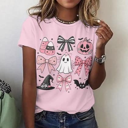 Short Sleeve T-Shirt Hot Selling Export 2025 Digital Print Women's Round Neck Top One Piece Wholesale D Style