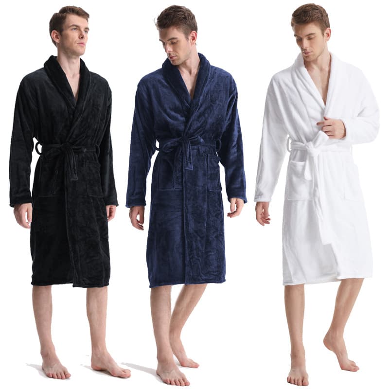 Cross-border Export Long Thick Flannel Bathrobe for Men and Women, Long Nightgown, Homewear, Sauna Wear, Foreign Trade
