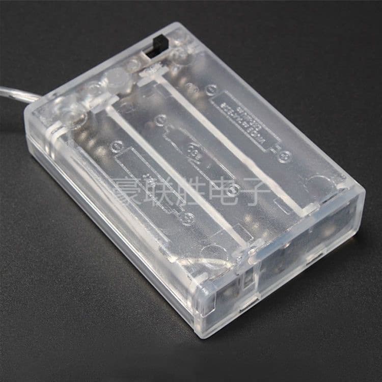 AA 3-cell battery box, transparent battery holder with switch and cover, 3-cell AA 4.5V led light string battery box