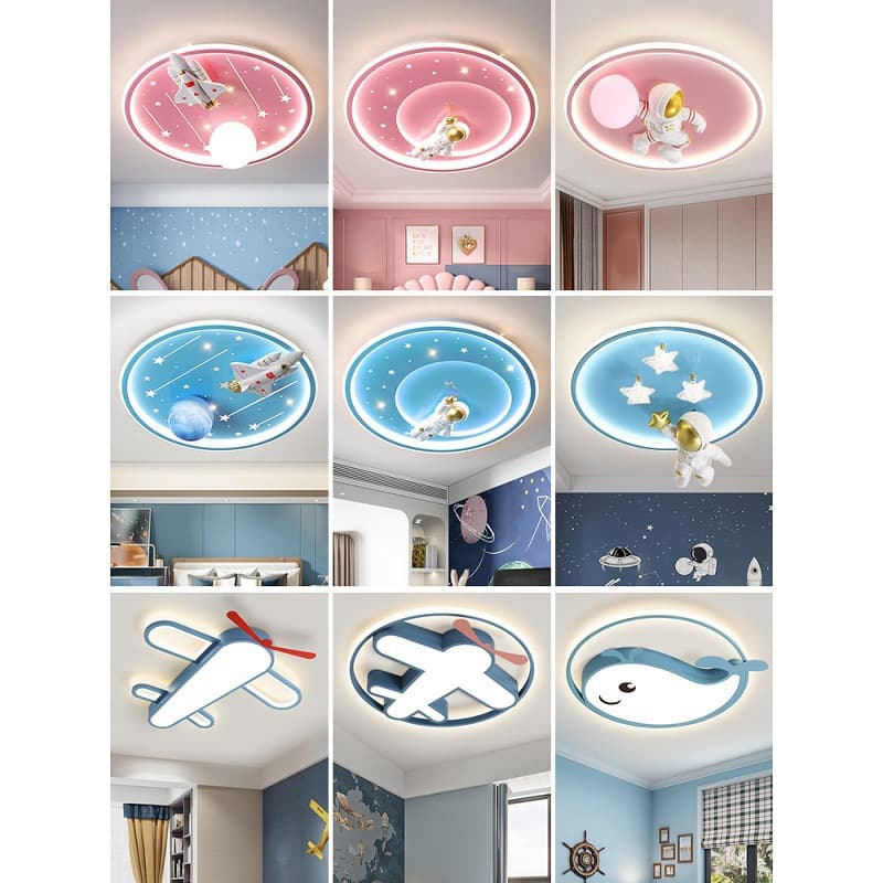 Cartoon Creative Modern Minimalist Children's Room LED Ceiling Light, Boy Girl Bedroom Lamp Balloon Airplane Light