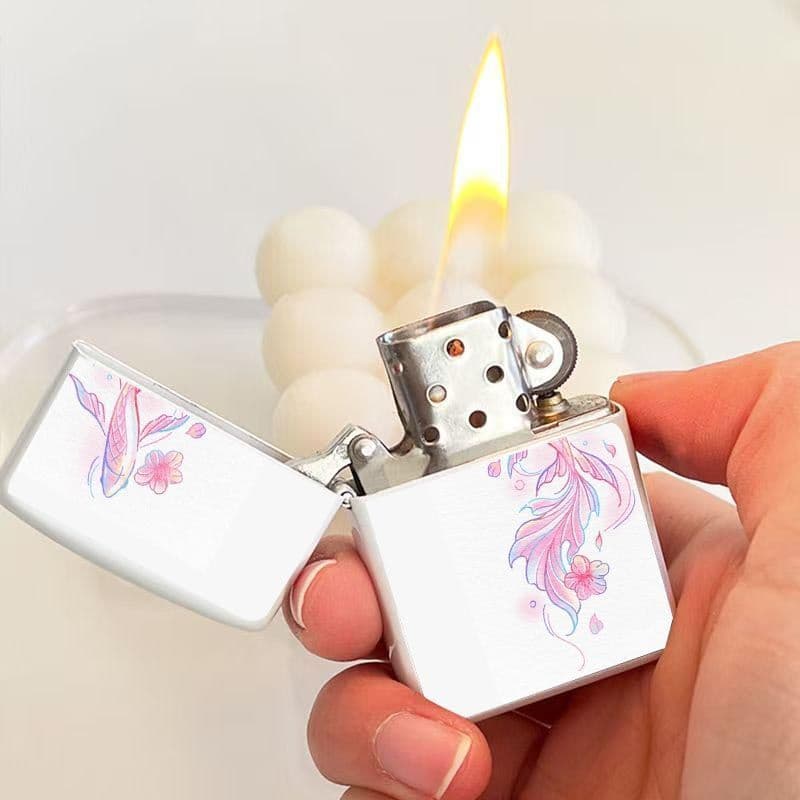 Rose Story Kerosene Lighter Ins High Appearance Grinding Wheel Ignition Open Flame Light and Fresh Gift for Boyfriend Girlfriend