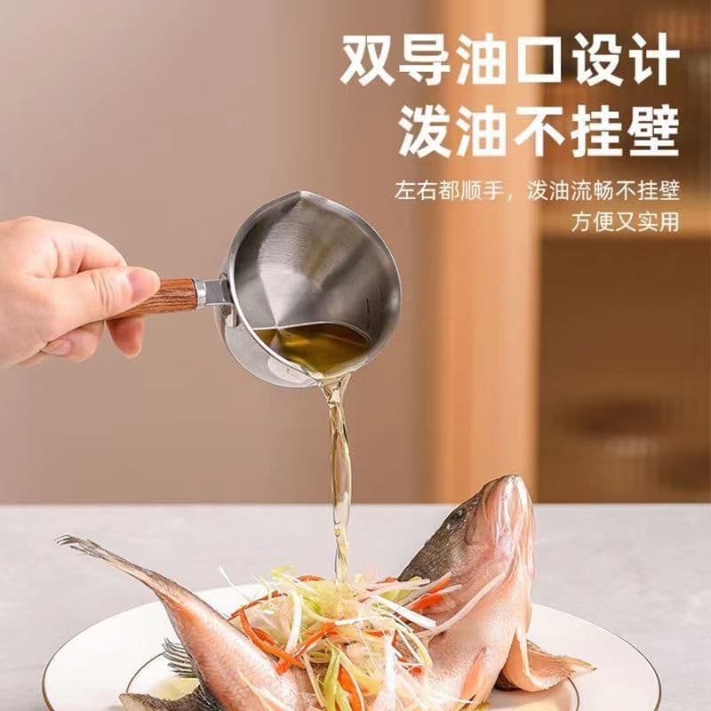 Cross-border stainless steel oil-sprinkling pan, household kitchen mini oil-sprinkling spoon, oil-pouring, oil-heating multi-functional small pot, drop shipping available.