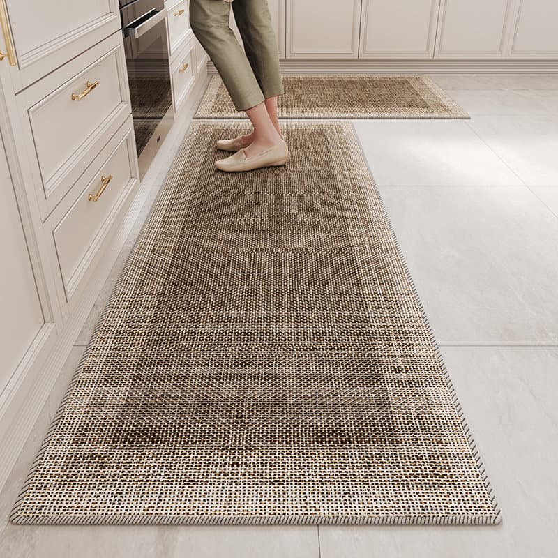 Kitchen Mat Long Strip Oil-Absorbing Water-Absorbing Anti-Slip Mat Easy to Clean Linen Woven Door Mat