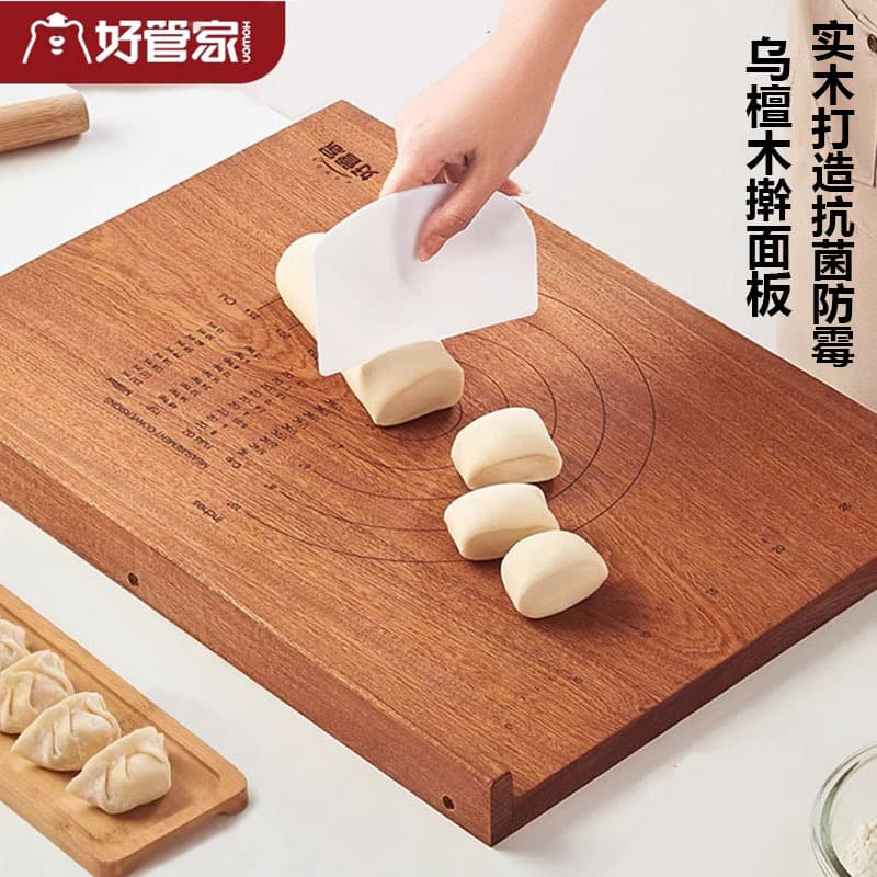 Good Housekeeper African Teak Dough Board, Large Solid Wood Kneading Board, Kitchen Cutting Board