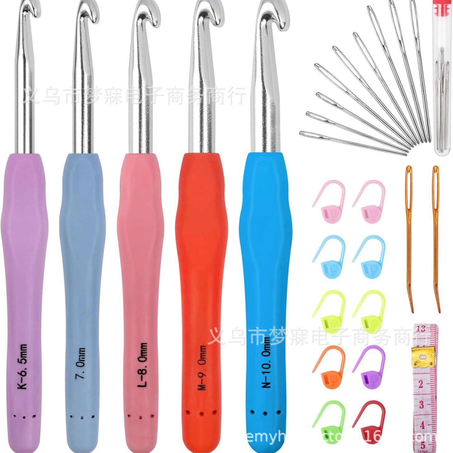 5 Size Crochet Hook Set 27pcs Yarn Needle Set with Ergonomic Handle Hand Knitting Crochet Hooks