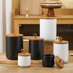 Ceramic Airtight Canister Nordic Grain Storage Jar Household Tea Canister Kitchen Storage Container Large Capacity Coffee Sugar Jar
