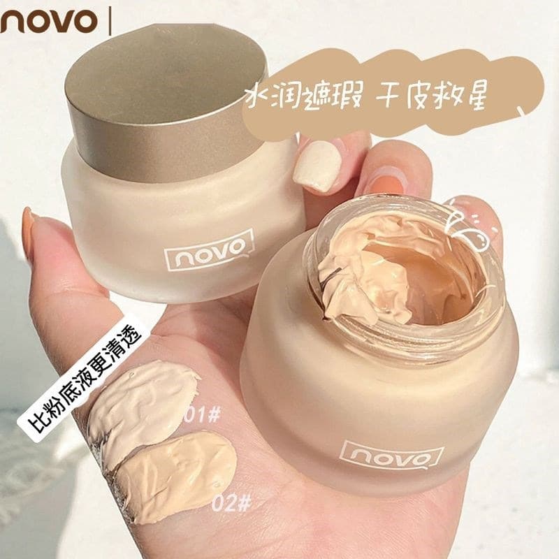 NOVO Foundation Cream Hydrating Concealer Long-Lasting Waterproof Sweat-Proof Dry Skin Non-Caking Persistent Moisturizing BB Cream for Beginners