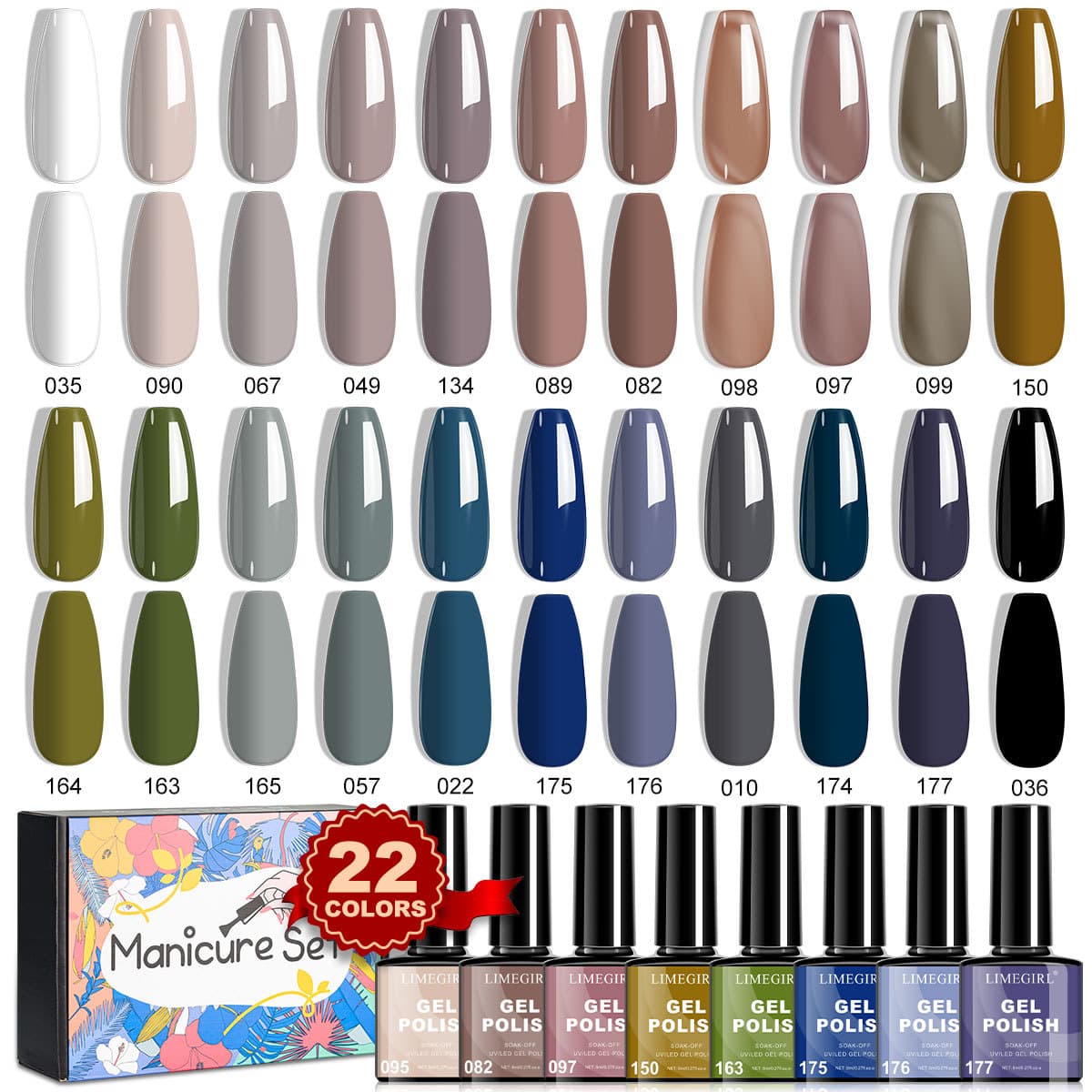 Limegirl Nail Polish Gel Set Full Set of 22 Colors New Manicure Nail Polish Gel Barbie Manicure Nail Polish Gel Set