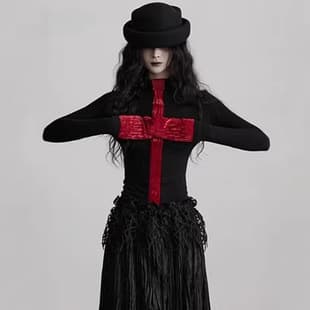 Y2K Autumn/Winter Women's Fashion Casual Cross Gothic Long Sleeve Top