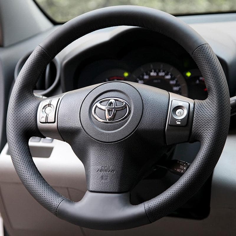 09-11-12 Toyota RAV4 Steering Wheel Cover Genuine Leather Old Vios Yaris Hand Stitch Special Full Wrap