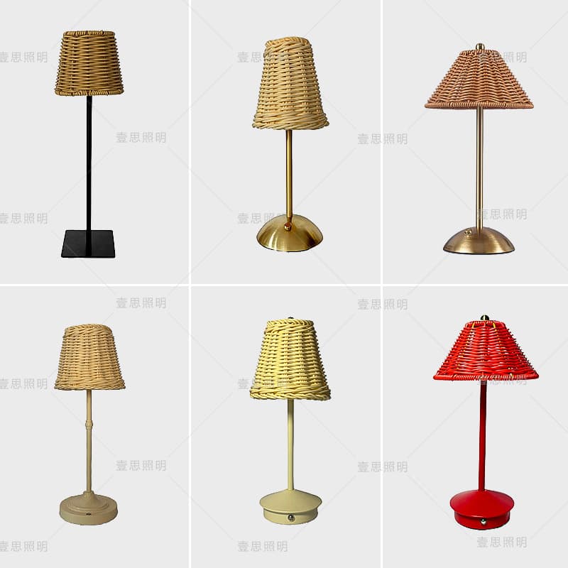 Amazon USB rechargeable table lamp retro rattan atmosphere table lamp Southeast Asian style tatami living room bedroom LED