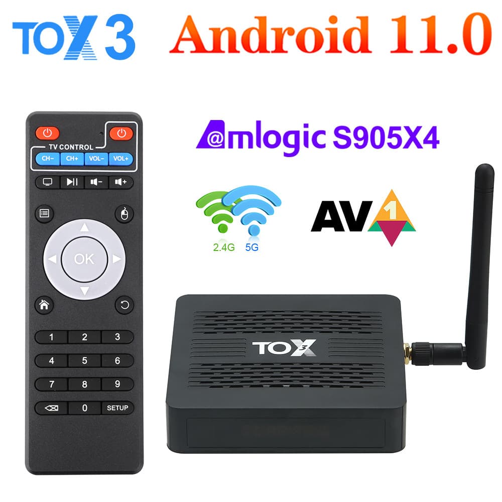 TOX3 TVbox S905X4 Android 11 Dual Band WiFi with Bluetooth Network Set-top Box