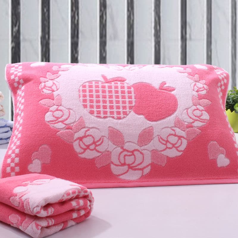 Terry loop pillow towel double-sided raised, adult extra large and thick soft couple cartoon untwisted old-fashioned absorbent, manufacturer wholesale.