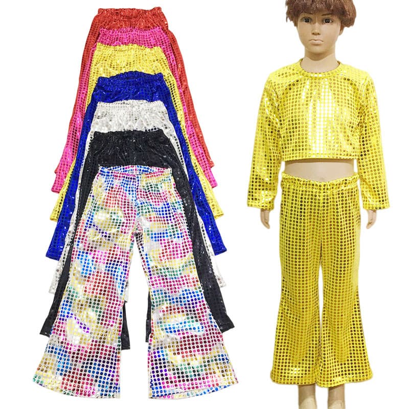 Street/Square Dance Circular Sequins Performance Costume Kids' Art Show Fishtail Pants Laser Adult Bell-bottoms
