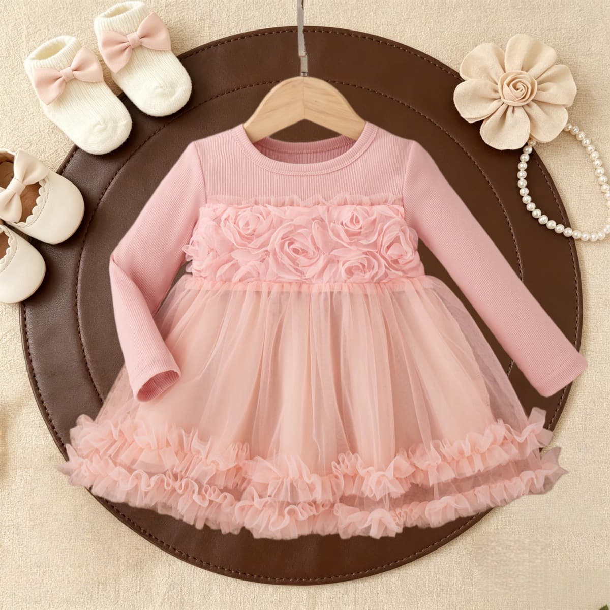 Baby Dress Girls Autumn Winter New Long Sleeve Tulle Princess Dress 1st Birthday Party Gown Toddler Dress Wholesale