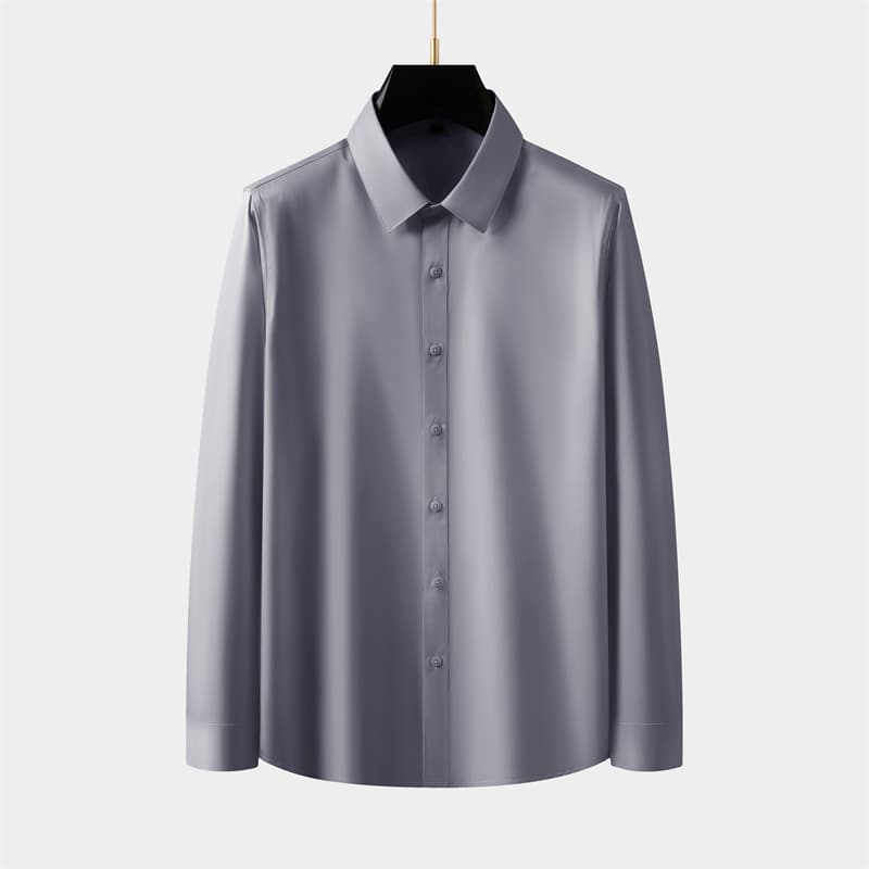 Plus Size Men's Long Sleeve Shirt Spring Autumn 2024 Extra Large White Wrinkle-Free Business Casual Formal Dress Shirt for Men Wrinkle-Free