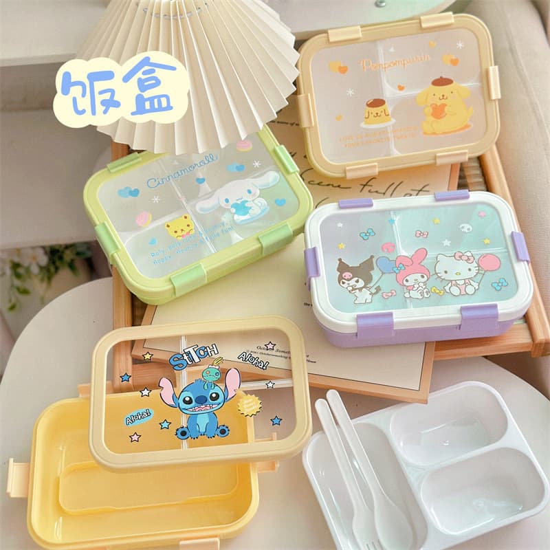 Cute Cartoon Kuromi Lunch Box Plastic Microwave Safe Portable Takeaway Food Container for Students and Office Workers