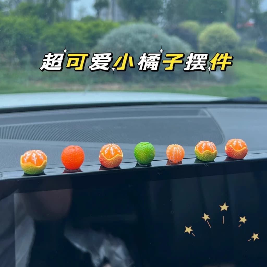 Cute Realistic Mini Fruit Car Decoration Small Orange for Car Dashboard Center Console Passenger Side Accessory
