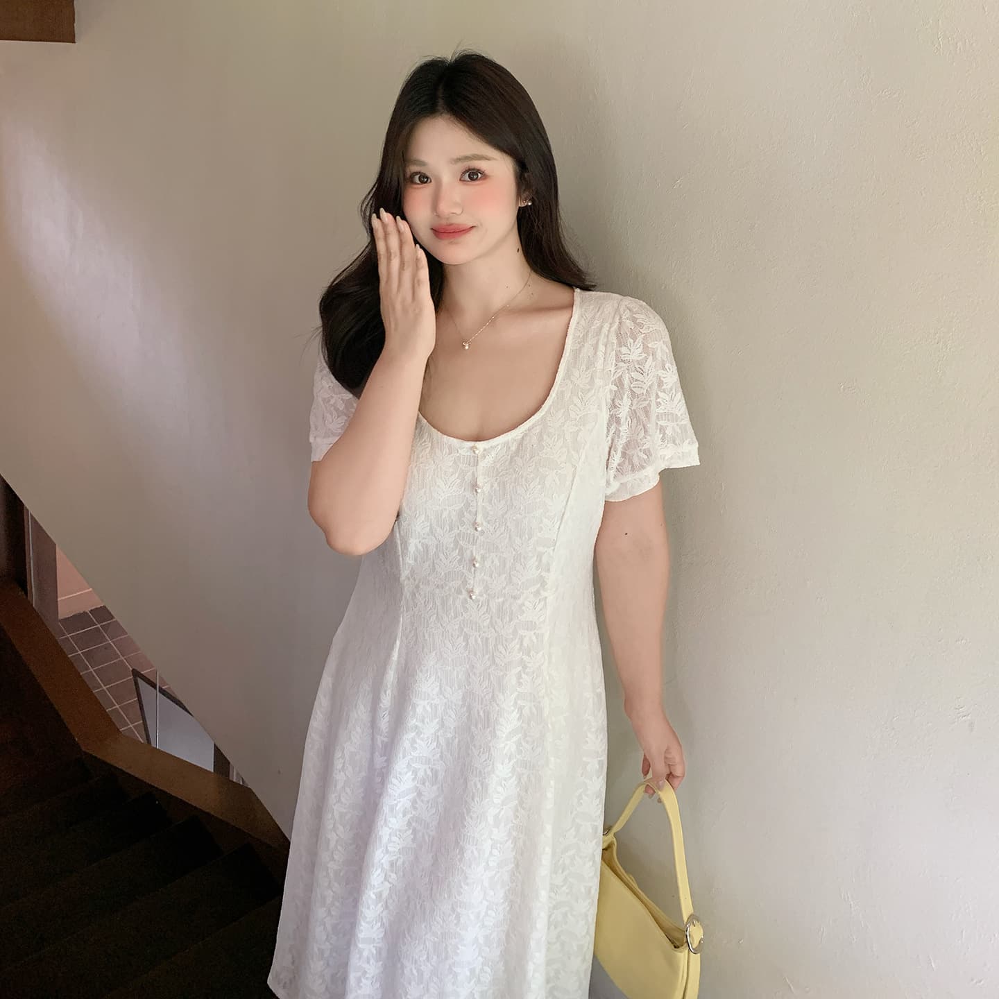 Romantic Textured Lace Dress Women 2026 Summer New Plus Size Waist-Cinching Little Formal Long Dress Photogenic 265022
