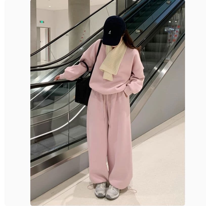 Student Korean-Style Casual Sportswear Set for Women, Spring/Autumn Versatile Loose Hoodie and Sweatpants Two-Piece Set