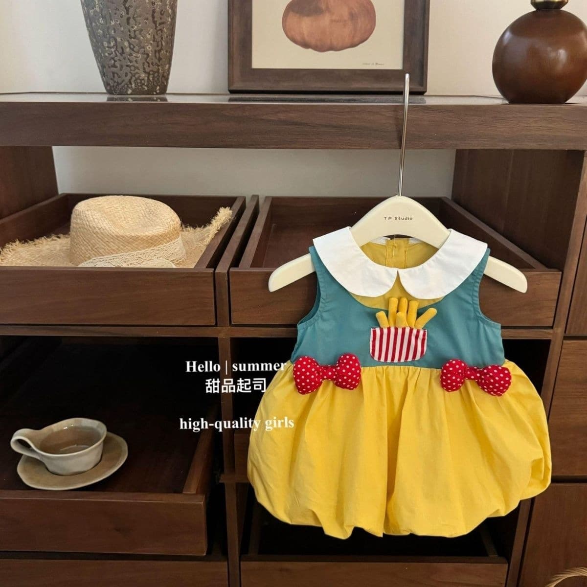 2026 Summer Snow White Princess Dress Baby Cute French Fries Dress Girl's Toddler Birthday Dress