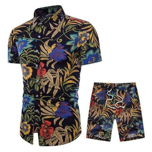Multi-platform dropshipping support, breathable quick-dry short-sleeve shirt and shorts set for sports, cross-border beachwear for Europe and America