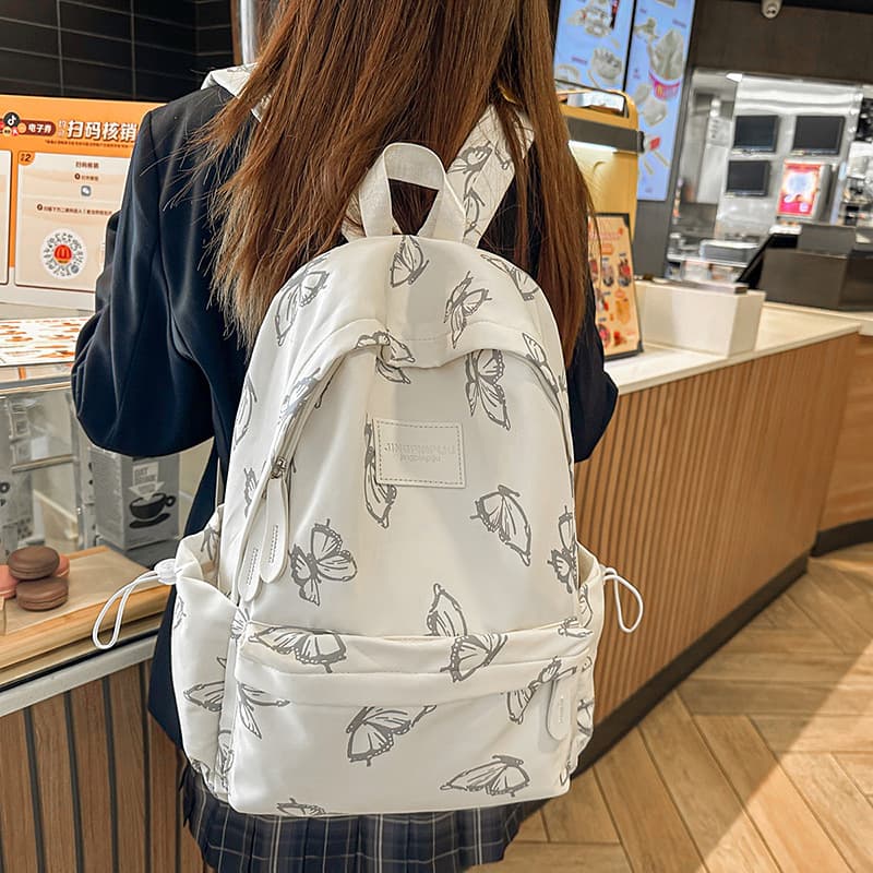 Ins-Style High-Appearance Butterfly Backpack Lightweight Travel Backpack for College Students New Semester Sports Schoolbag