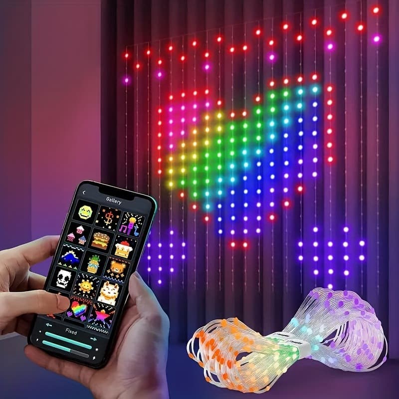 2026 New Cross-border One Programmable Power Color LED Curtain Light