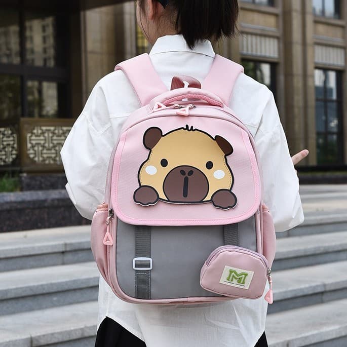 Kindergarten Backpack Capybara Children's Double-Shoulder Bag Cartoon Backpack for Preschool Boys and Girls