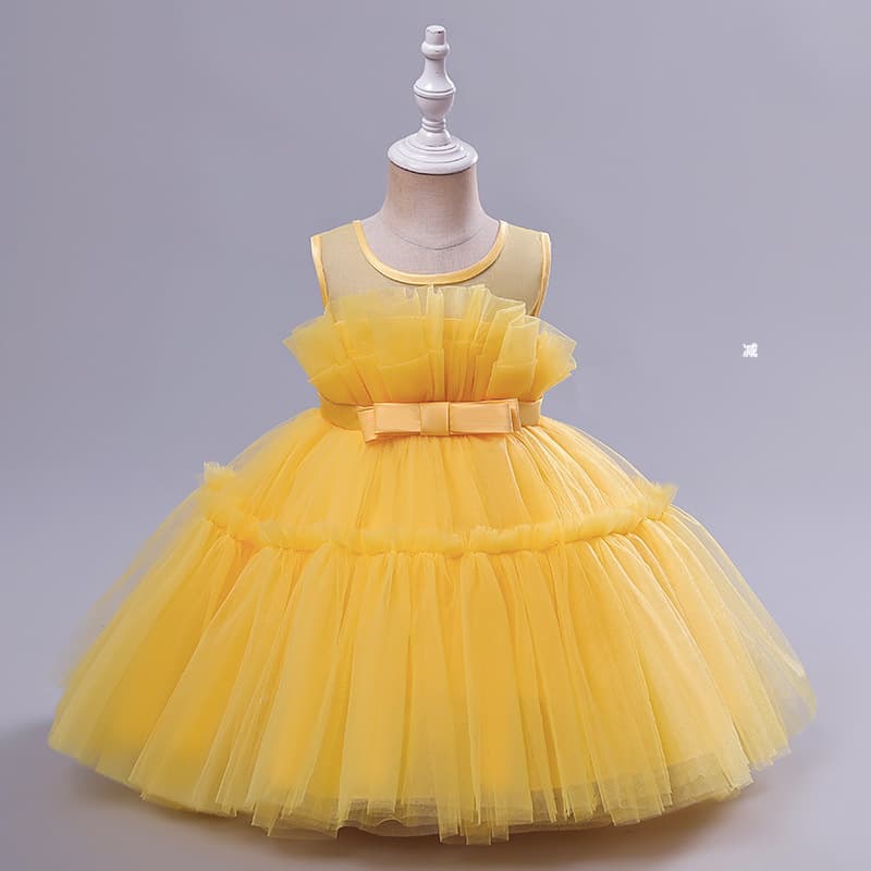 Hot Selling Children's 1st Birthday Party Dress Candy Solid Color Toddler Girl Tulle Dress Summer Vest