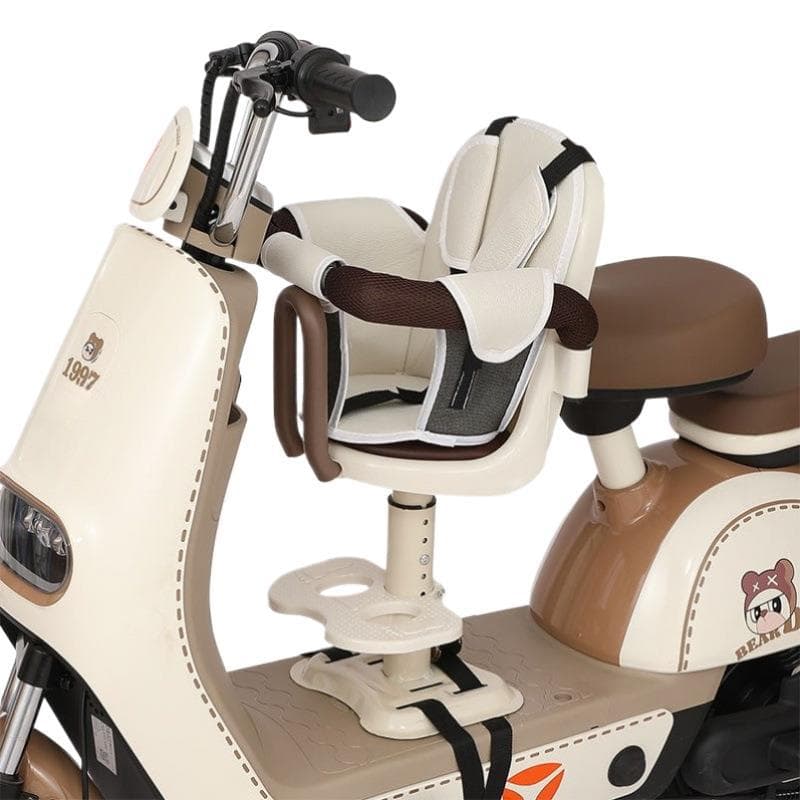 Electric vehicle child seat with front-mounted design, baby seat, electric scooter footrest, electric motorcycle child safety stool.
