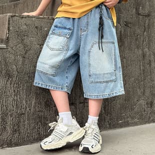 Summer Denim Shorts for Boys, New Kids Clothing, Boys Teenagers Five-Six Minute Casual Shorts, Handsome