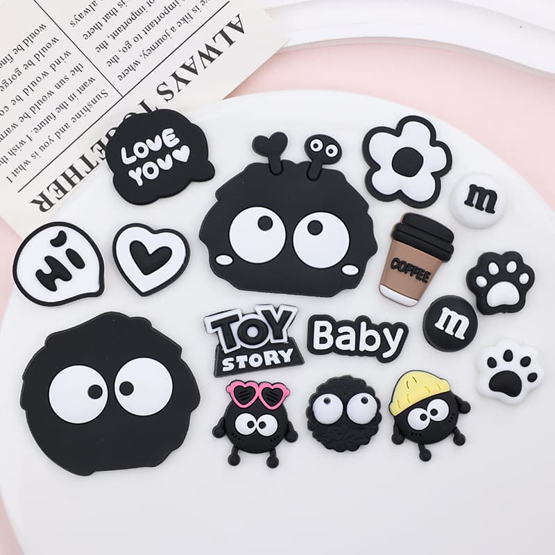 DIY Soft Rubber Coal Ball Spirit Silicone Patch Shoe Buckle Earphone Phone Case Air Cushion Stand Fridge Magnet Accessories