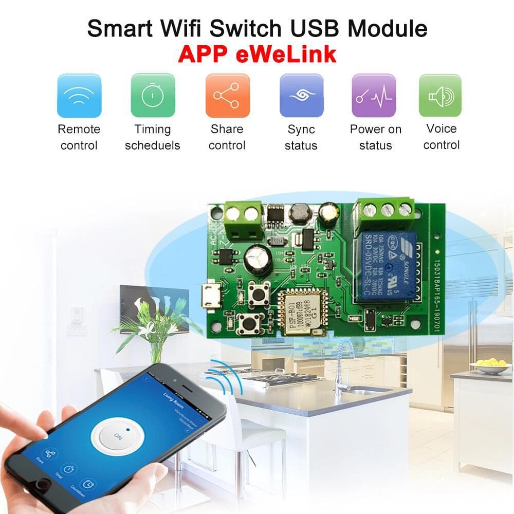 E-Link single-channel momentary self-locking DC5V 12V mobile app remote control Wi-Fi smart access control system retrofit