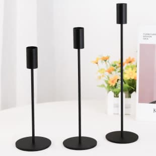 Wholesale European Style Straight Black Candle Holder Simple Romantic Dinner Table Candlelight Dinner Iron Art Decoration Wedding Decoration