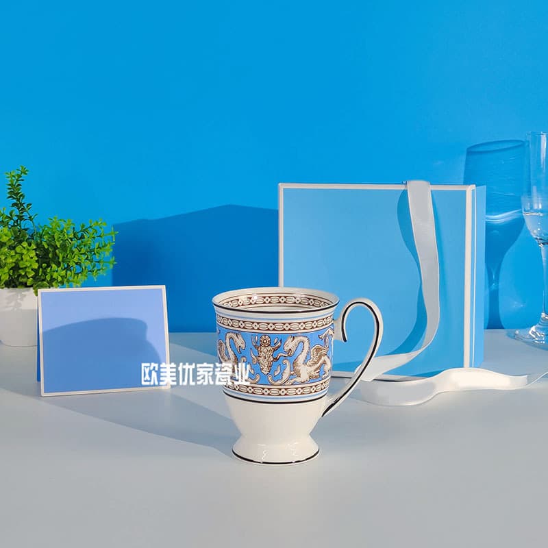 European Creative High-End Wujia Silk Road Stemmed Mug, Home Water Cup, Couple Birthday Gift