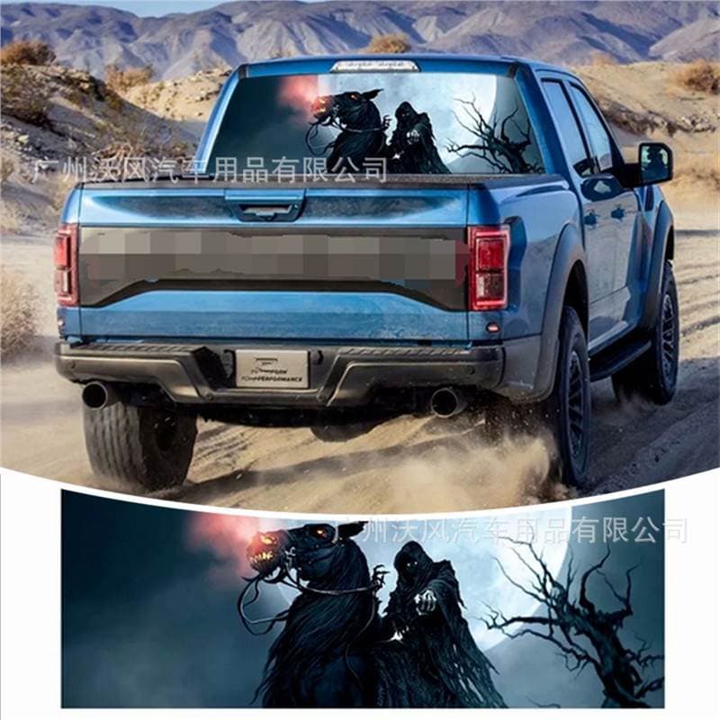 A104 Death Skull Horse Head Rear Window Pattern Decal Truck SUV Car Rear Windshield Car Sticker
