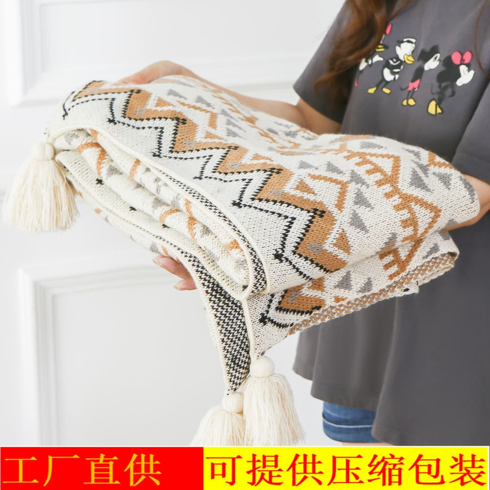 Bohemian style sofa cover acrylic nap blanket winter small blanket bedside blanket thickened velvet super soft