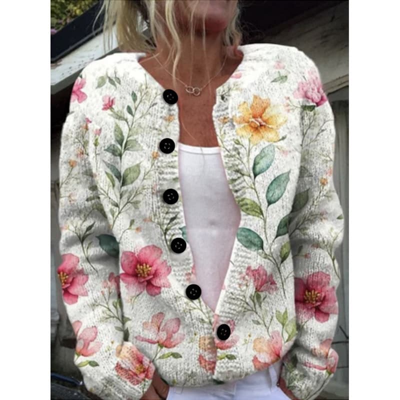 2025 Hot-Selling Foreign Trade Amazon New 3D Digital Printed Cardigan Knit Outerwear Women's Early Spring/Autumn Coat