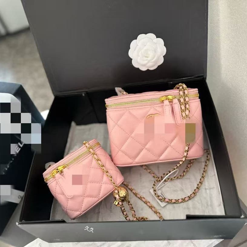 Mini Coin Purse 2024 New Trendy Chanel-Style Chain Bag Gold Ball Square Bag Women's Wallet Crossbody Waist Bag