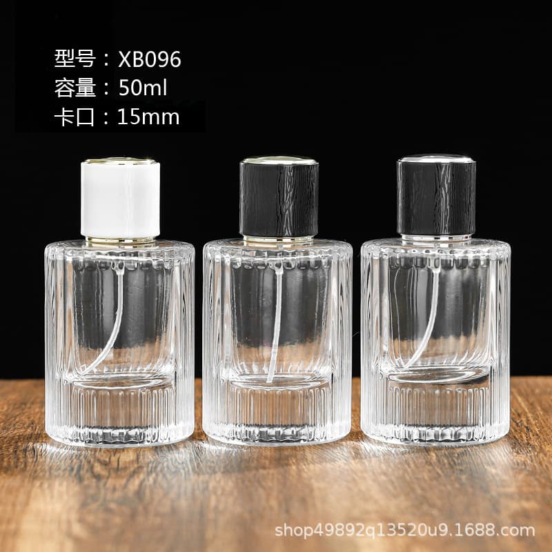 Transparent Glass Perfume Bottles Scented Spray Cylindrical 15 Mouth Press Type Fragrance Bottles for Fragrance Packaging