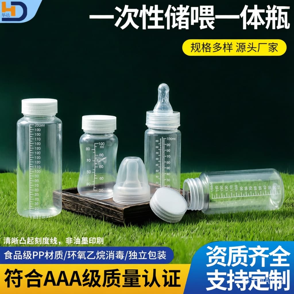 Disposable Storage and Feeding Dual-Purpose Baby Bottle, Food-Grade PP Breast Milk Storage Bottle, Wide Neck, Anti-Colic, Individually Packaged