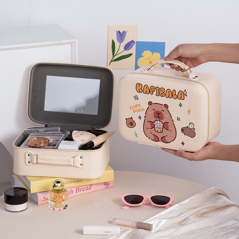 Kapibara cosmetic bag pu portable cosmetic box children's high-looking birthday gift box cute capybara Guka storage
