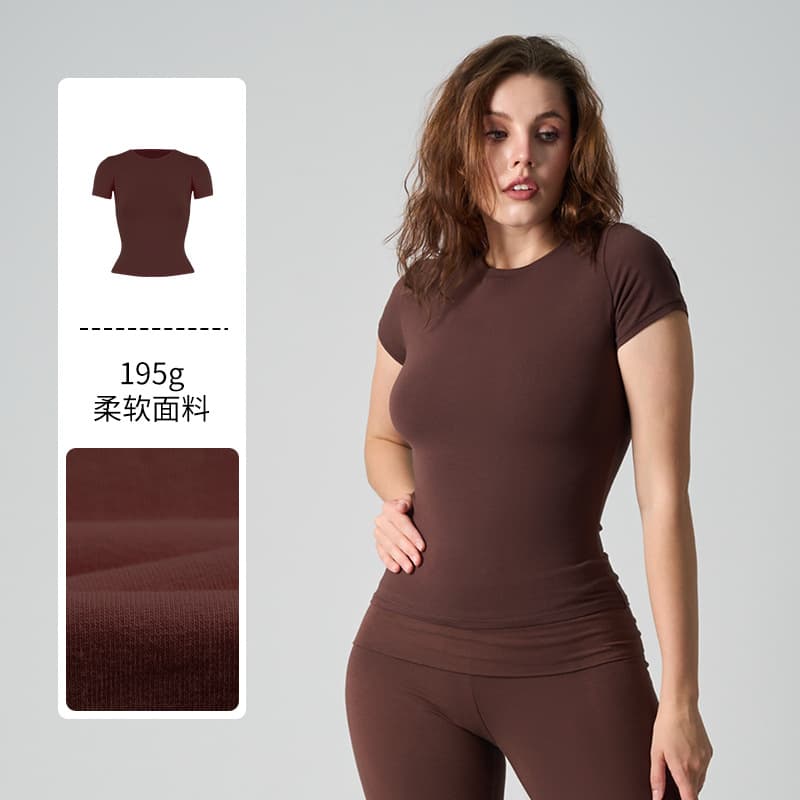 COTTON JERSEY Style T-shirt Women's Barely-There High-Stretch Slim Fit Sports Fitness Tee