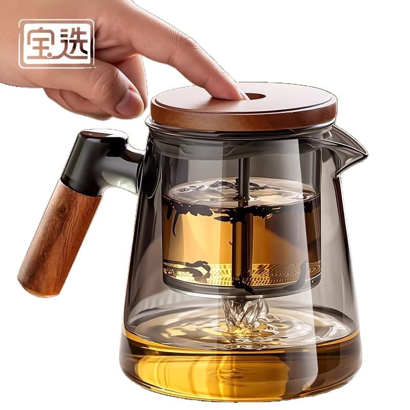 Baoxuan Glass Teapot with Infuser, Tea-Water Separation, Lazy Person's Essential, One-Button Filter Teacup, Specialized Tea Set