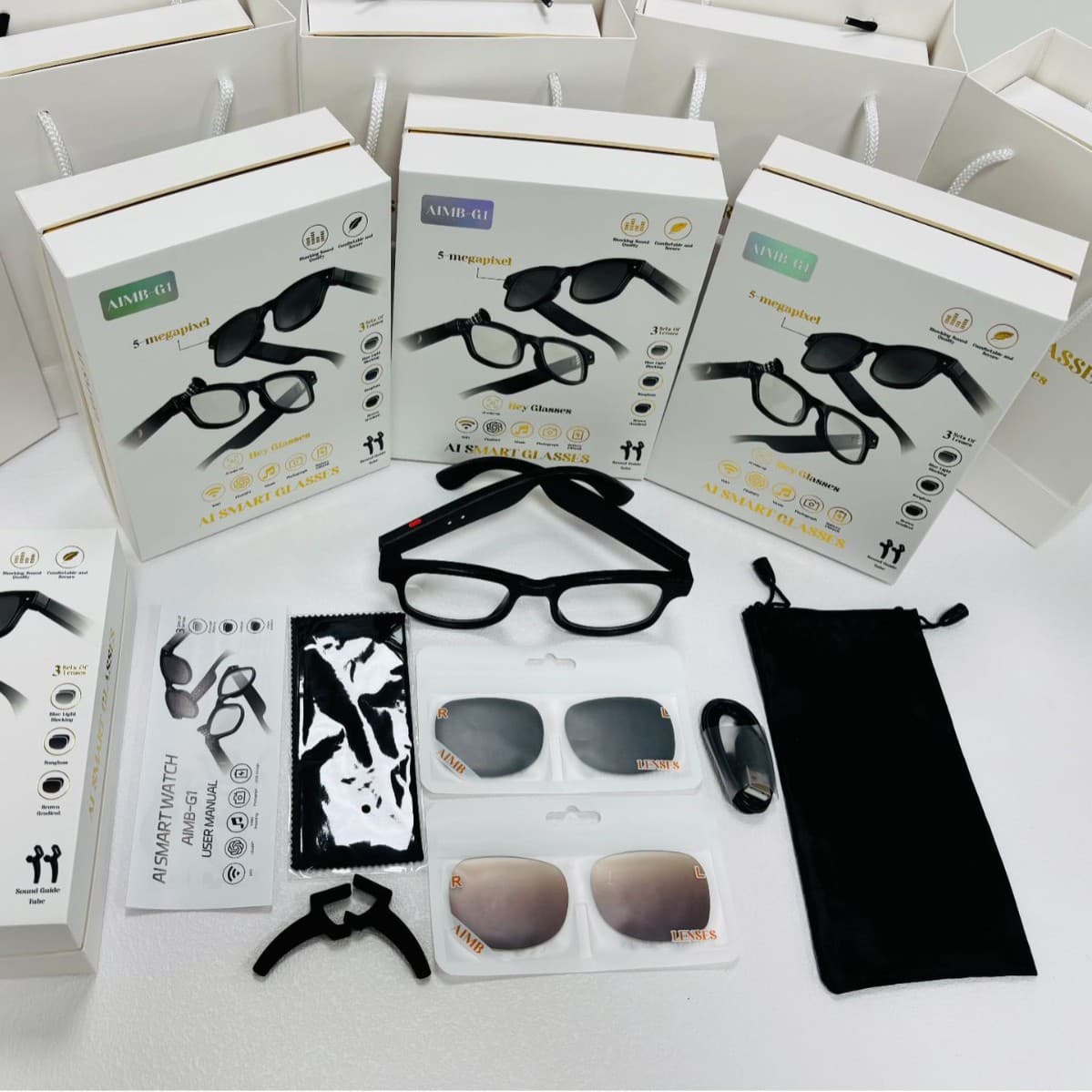 AI Smart Glasses with Camera, HD Image Stabilization, Photo, Video, Call, and Object Recognition