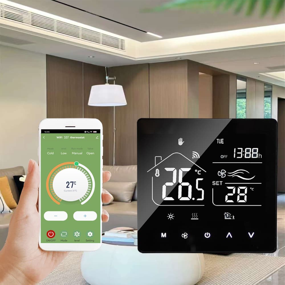 Tuya Smart App Remote Control WiFi Central Air Conditioner Thermostat LCD Display Fan Coil Thermostat Panel